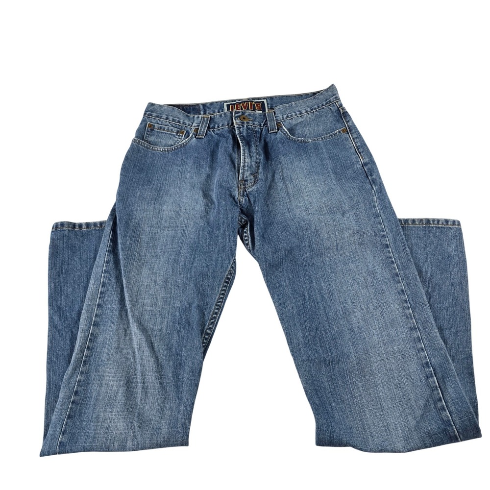 Levis 527 Low Boot Cut‎ Jeans Mens 34x34 Medium Wash Denim Blue 100% Cotton